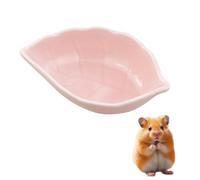 LuckyOpt Small Ceramic Bowls, Leaf-Shaped Hamster Food and Water Bowl for Hamsters Guinea Pigs Reptile Hermit Crab and Birds, Easy to Clean & Anti-Bite (Pink)