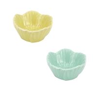 LuckyOpt Small Ceramic Hamster Bowl, Easy to Clean Anti Flipping Hamsters Food and Water Bowl, Small Animal Bowls for Dwarf Hamster, Parrots (Yellow+Green, s,2pcs)