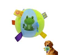 LuckyOpt Squeaky Balls for Dogs, 12CM Dog Soccer Ball with Straps & Bell Inside for Tug of War Easy to Carry, Plush Soft Dog Toys for Small/Medium Breed, Kill Time Keep Busy (Green)