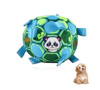 LuckyOpt Squeaky Balls for Dogs, 15CM Dog Soccer Ball with Straps & Bell Inside for Tug of War Easy to Carry, Plush Soft Dog Toys for Small/Medium Breed, Kill Time Keep Busy (Blue,15CM)