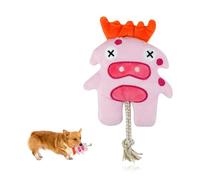LuckyOpt Squeaky Dog Toys,Cute Soft Plush Puppy Toys with Rope, Interactive Dog Chew Toy with Built-In Squeaker for Small, Medium Dogs to Grinding Tooth & Relive Anxiety (Pink)