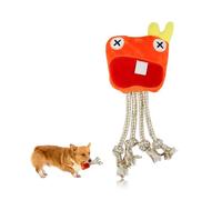 LuckyOpt Squeaky Dog Toys,Cute Soft Plush Puppy Toys with Rope, Interactive Dog Chew Toy with Built-In Squeaker for Small, Medium Dogs to Grinding Tooth & Relive Anxiety (Orange)