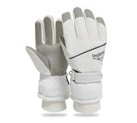 LuckyOpt Windproof Ski Gloves for Women,Thermal Winter Gloves with Anti-loss Buckle, Touchscreen Snowboard Thermal Glove for Skiing Cycling Running Climbing (White)