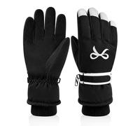 LuckyOpt Womens Ski Gloves, Touchscreen Windproof Warm Snow Gloves | Water-Repellent Fabric, Fleece-Lined, Touchscreen 10 Fingers, Stylish Embroidered Bow, Suitable for Skiing Camping Hiking