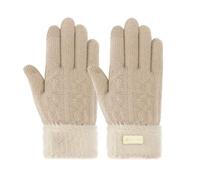 LuckyOpt Women's Winter Gloves, Thicken Plush Cuffs Knitted Gloves, Touchscreen Thermal Gloves for Driving Cycling Working Studing Walking Out (Beige)