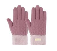 LuckyOpt Women's Winter Gloves, Thicken Plush Cuffs Knitted Gloves, Touchscreen Thermal Gloves for Driving Cycling Working Studing Walking Out (Rose Red)