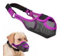 LUCKYPAW Dog Muzzle, Patented Mesh Muzzle for Large Medium Small Dogs Allows Full Pant Drinking Mouth Cover to Prevent Biting Chewing Scavenging Adjustable Breathable Mouth Guard(Purple,M)