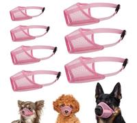 LUCKYPAW Dog Muzzle Suits for Small Medium Large Dogs, Mesh Muzzle Pack Anti Biting Chewing, Breathable Mouth Guard Sets with Adjustable Strap for Grooming Walking Vet Visiting(Pink, XXS-XXL)