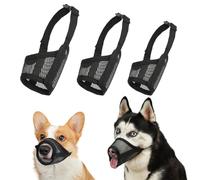 LUCKYPAW Dog Muzzle Suits for Small Medium Large Dogs, Mesh Muzzle Pack Anti Biting Chewing, Breathable Mouth Guard Sets with Adjustable Strap for Grooming Walking Vet Visiting(Black, M-XL)