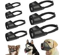 LUCKYPAW Dog Muzzle Suits for Small Medium Large Dogs, Mesh Muzzle Pack Anti Biting Chewing, Breathable Mouth Guard Sets with Adjustable Strap for Grooming Walking Vet Visiting(7 Pieces)