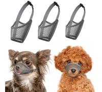 LUCKYPAW Dog Muzzle Suits for Small Medium Large Dogs, Mesh Muzzle Pack Anti Biting Chewing, Breathable Mouth Guard Sets with Adjustable Strap for Grooming Walking Vet Visiting(Grey, XXS-S)