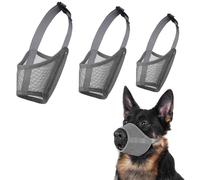LUCKYPAW Dog Muzzle Suits for Small Medium Large Dogs, Mesh Muzzle Pack Anti Biting Chewing, Breathable Mouth Guard Sets with Adjustable Strap for Grooming Walking Vet Visiting(Grey, M-XL)