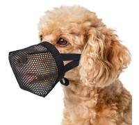 LUCKYPAW Mesh Dog Muzzle for Small Medium Dogs Yorkshire Poodle Dachshund Puppy Muzzle to Prevent Biting Scavenging Chewing for Grooming Vet Visits Friendly Stitching (Black, S)