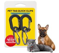 LuckyPet Klippy Pet Tag Quick Clips - Cat & Dog Collar for ID Tags Holder Efficient Ring Attachment Clip for Safety - Black, 2 Pack