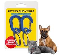 LuckyPet Klippy Pet Tag Quick Clips - Cat & Dog Collar for ID Tags Holder Efficient Ring Attachment Clip for Safety - Blue, 2 Pack