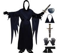 LuckyQianyi Scary Ghost Face Scream Costume with Toy Knife and Mask Gloves, Cosplay Costume Halloween Carnival Party (160 cm)
