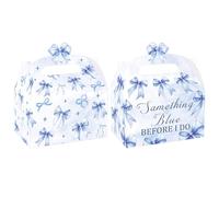 LUCKYQUBE Something Blue Before I Do Bridal Shower Favor Boxes, Light Blue Bow Design, Wedding Party Supplies, 12 Piece Set