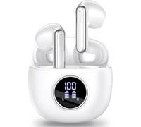 Luckyrao Wireless Earbuds, Bluetooth 5.4 Earphones In Ear with 4 HD microphone, 40H Playtime, HIFI Stereo In Ear Headphones, IPX7 Waterproof Bluetooth Earbuds, LED Display, USB-C, Sport/Work/White