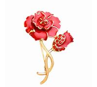 luckystoreme Red Poppy Brooch 2 Flower Lapel Pin Badges Crystal Remembrance Day Banquet Broach Gift 43x25mm