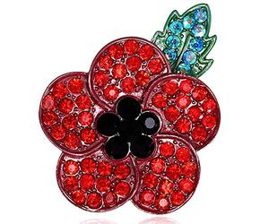 luckystoreme Rhinestone Poppy Brooch Red Flower Pin Badge Banquet Enamel Poppy Lapel Remembrance Day Gift
