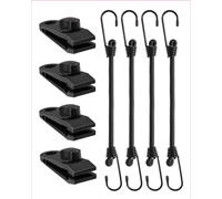 LuckyStraps 32'' Bungee Cords with 2X UV Protection & Heavy Duty Clips, Black Bungie Straps with 8mm Diameter & Steel Hooks for Tie Downs, Tarps, Bikes, Camping Tents, Cargo, Luggage (8 Pack)