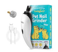 LuckyTail Pet Nail Grinder for Dogs and Cats - Super Quiet and Low Vibration Electric Dog Nail Grinder with 2 LED Lights - USB Rechargeable and Cordless - 2 Speeds - Small to Large Pets