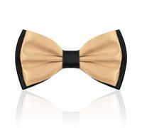 Luckyvestir Bow Ties for Men, Red/Silver/White Men's Bow Tie, Pre-tied Tuxedo Bowtie for Casual Graduation, Champagne & Black, 2.56" X 4.72"
