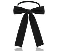 Luckyvestir Western Bow Ties for Men Women, Black Colonel Velvet Ribbon String Bowtie for Costume Uniform Shirts, Black, 5.5" X 7.9"