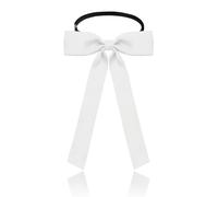 Luckyvestir Western Bow Ties for Men Women, Black/Red Colonel Satin Ribbon String Bow Tie for Costume Uniform, White, 7.48 X 5.31"