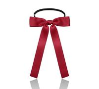 Luckyvestir Western Bow Ties for Men Women, Black/Red Colonel Satin Ribbon String Bow Tie for Costume Uniform, Burgundy, 7.48 X 5.31"