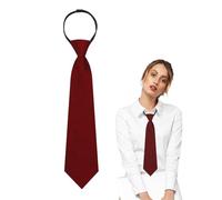Luckyvestir Womens Tie, Pre Tied Black/Red Ties for Women Adjustable Zipper Womens Necktie, Burgundy(wide 3.15in), 14.96" x 2.17"