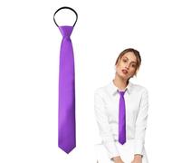 Luckyvestir Womens Tie, Pre Tied Black/Red Ties for Women Adjustable Zipper Womens Necktie, Purple, 14.96" x 2.17"