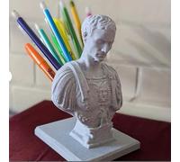 LuckyVin 1PC 3D PRINTED Julius Caesar, Desk Pen Holder, Plant Based PLA Plastic, Creative Furniture Decoration Birthday Gift, Office School Supplies,Marble
