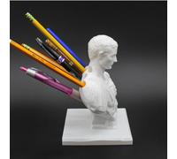 LuckyVin 1PC 3D PRINTED Julius Caesar, Desk Pen Holder, Plant Based PLA Plastic, Creative Furniture Decoration Birthday Gift, Office School Supplies,White