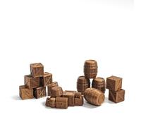 LuckyVin 28mm 1:32 Scale Tabletop Terrain Set - 3D Printed Brown Wooden Scatter Props with Crates, Barrels, Treasure Chest & Kegs for Wargaming, RPG Diorama, Tavern & Dock Scenes (Brown)