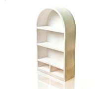LuckyVin Round-Top Arch Bookcase, Vintage Minimalist 1:12 Scale Dollhouse Bookshelf, 3D Printed Empty Display Shelf for DIY Miniature Library, Office, Scene (White)
