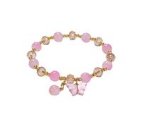 Luckywaqng 2024 Imitation Jade Butterfly Crystal Glass Bracelet Daughter Kids Pearl Bracelet Story Leather Bracelet, A, Resin, No Gemstone