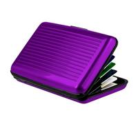 Luckywaqng Blocking Credit Card Holder Metal Wallet ID Credit Card Protector Case Business Card Holder for Men or Women Business Card Holder Women with Engraving, purple, standard size