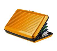 Luckywaqng Blocking Credit Card Holder Metal Wallet ID Credit Card Protector Case Business Card Holder for Men or Women Business Card Holder Wood, yellow, standard size