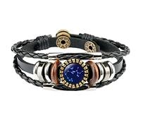 Luckywaqng Charm for Men and Women Bracelets Jewellery Bracelets 12 Accessories Constellation Leather Bracelets Rigid Women's Bracelet (I, One Size)