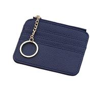 Luckywaqng ID Short Wallet Solid Colour Women's Men's Faux Leather Zip Purse Multiple Card Slots Clutch Bag Two Purses Women Blue, d, standard size