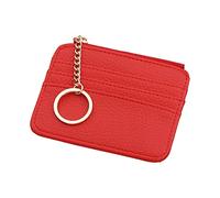 Luckywaqng ID Short Wallet Solid Colour Women's Men's Faux Leather Zip Purse Multiple Card Slots Clutch Bag Two Purses Women Blue, red, standard size