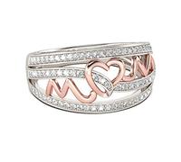 Luckywaqng Love Rhinestone Elegant Day Set Pierced Mother Ring for Women Rings Stones, 10, Copper, No Gemstone