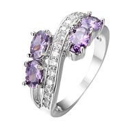 Luckywaqng Luxury Sparkly Ladies Blue Jewellery Ring Set With Rings Engraved For, 08, Metal, No Gemstone