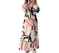 Luckywaqng Muslim Abaya Dress for Women Puff Sleeve Vintage Pocket Hem Ruffle Dress Swim Skirt 46, a, XL