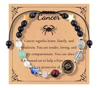 Luckywaqng Natural Beauty Exploration: Organic Ingredients, Recommended for Face, 12 Constellations Bracelet, Adjustable Rope Bracelet, Crystal Hand Beads, one size, Paper, No gemstone