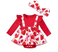 Luckywaqng New Girls' Clothing Long Sleeved of The Hajama Group of Long Crawling Suit Fly Sleeve Headband of The Two Piece Set Halloween Baby, red, 12-18 Monate