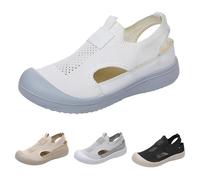 Luckywaqng Non-Slip Sneakers with Rubber Sole, Breathable Fabric Shoes, Memory Foam, Ultra Comfortable, Outdoor Shoes, Leisure Shoes, Running, Walking, white, 2.5 UK