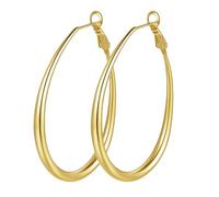 Luckywaqng Oval Hoop Earrings Gold Teardrop Or Silver Earrings For Women Gold Hoop & Lightweight Brown Earrings For, one size, Metal, No Gemstone