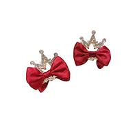 Luckywaqng Pack of 2 Toddler Girls Active Cute Blue Red Plain Bow Polyester Hair Accessories Child One Size 10 Pieces (Wine, One Size)
